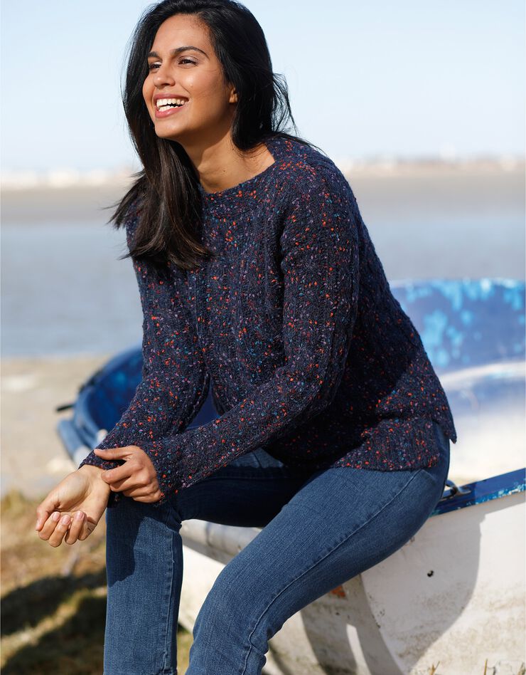 Pull col bateau maille bouclette (marine) Pull col bateau maille bouclette (marine)