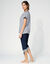 Pyjama pantacourt coton manches courtes (marine / blanc)