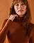 Sous-pull uni col roulé stretch (caramel)