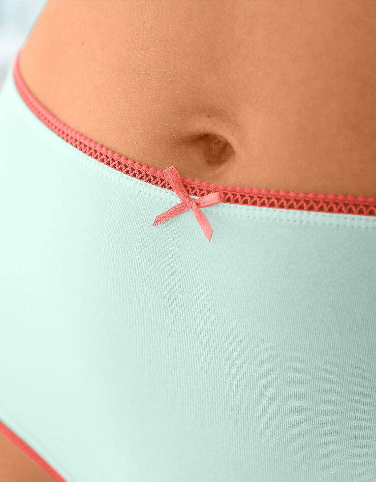 Culotte coton forme maxi imprimé motifs « plage » assortis – Lot de 4 (vert d'eau / corail) Culotte coton forme maxi imprimé motifs « plage » assortis – Lot de 4 (vert d'eau / corail)