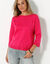 Pull col bateau manches 3/4 (rose fuchsia)