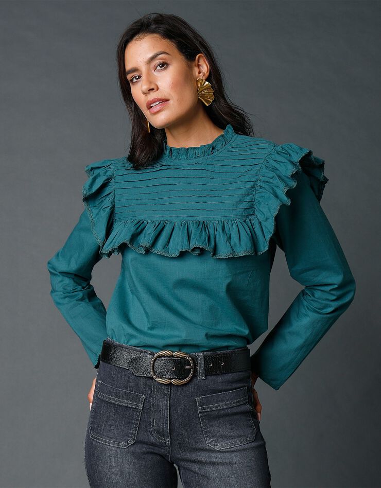 Blouse à plis (vert foncé) Blouse à plis (vert foncé)