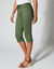 Corsaire toile stretch, effet ventre plat (kaki)