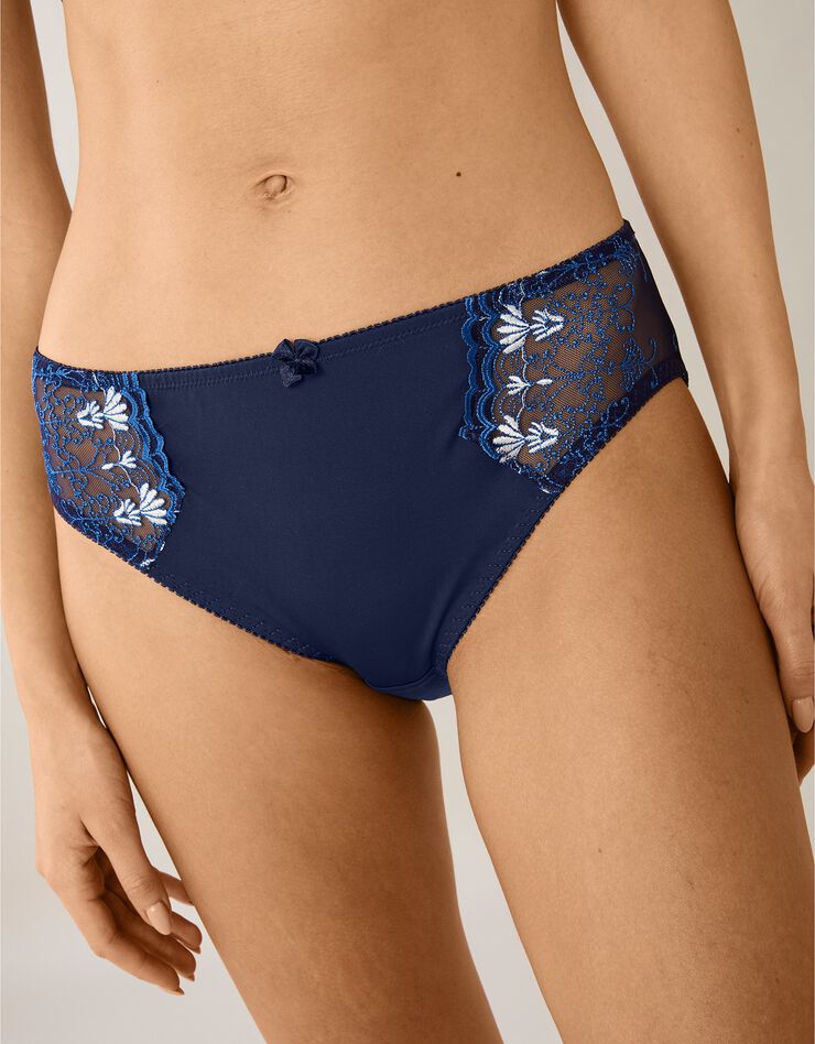 Culotte tulle brodé et microfibre Erode (bleu) Culotte tulle brodé et microfibre Erode (bleu)