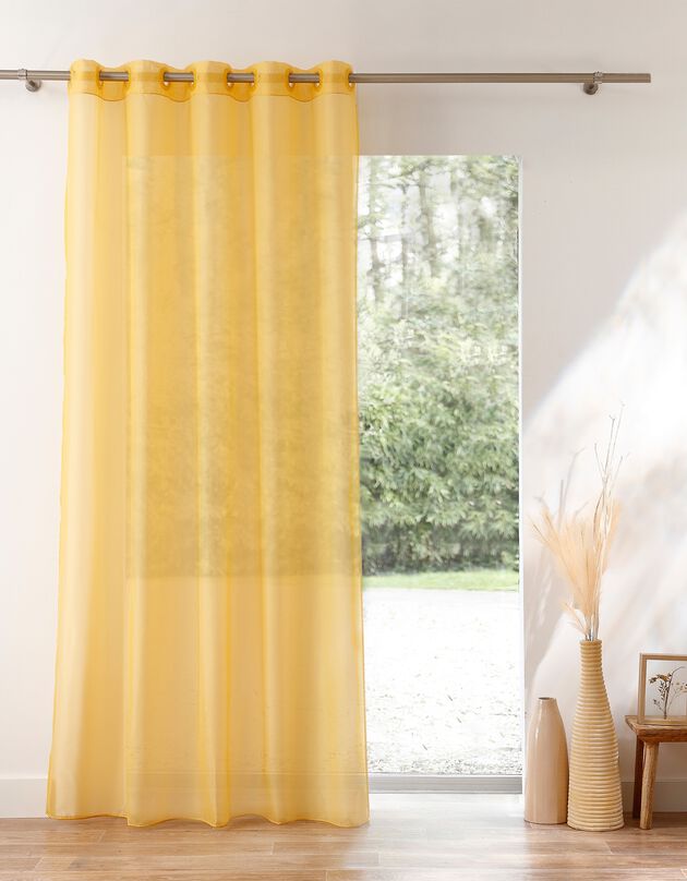 Panneau voile uni finition œillets (jaune)