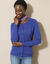 Cardigan boutonné, laine d'agneau (bleu dur)