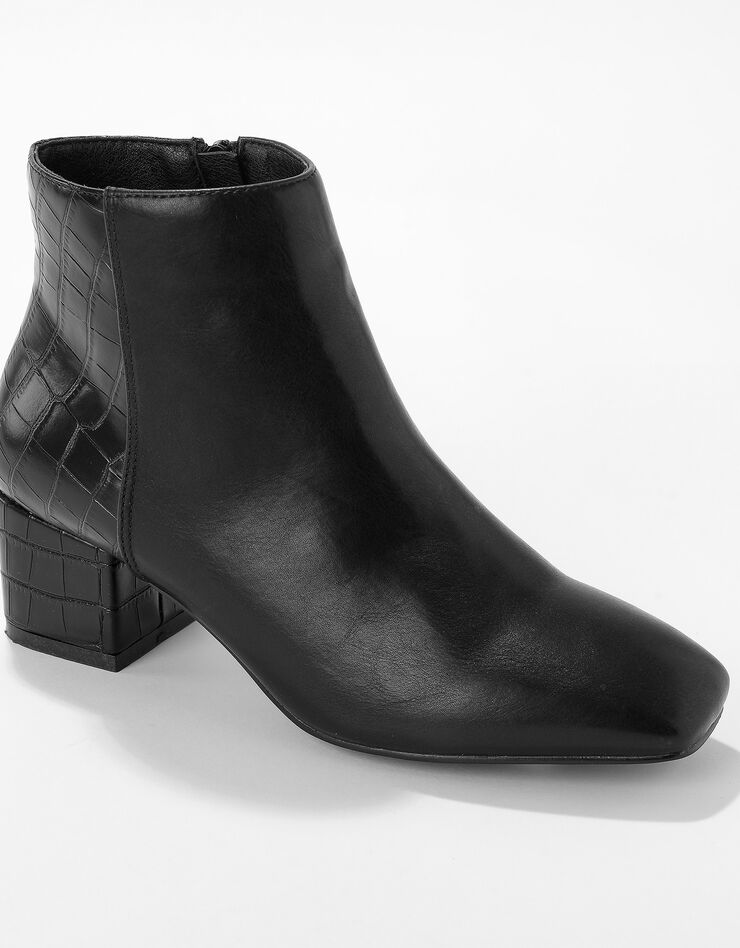 Boots bi-matière bout carré - noir (noir) Boots bi-matière bout carré - noir (noir)