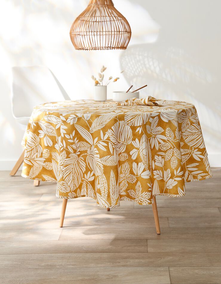 Nappe anti-taches imprimé végétal (jaune)