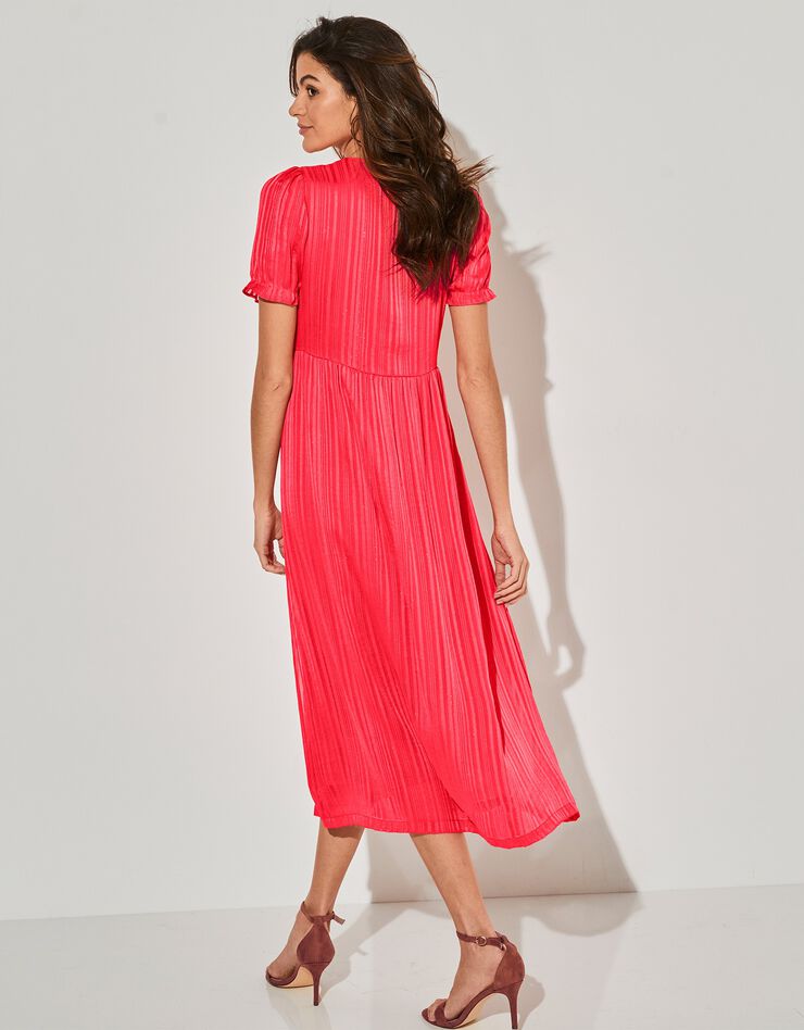 Robe longue unie, voile et fils et brillants (rouge) Robe longue unie, voile et fils et brillants (rouge)