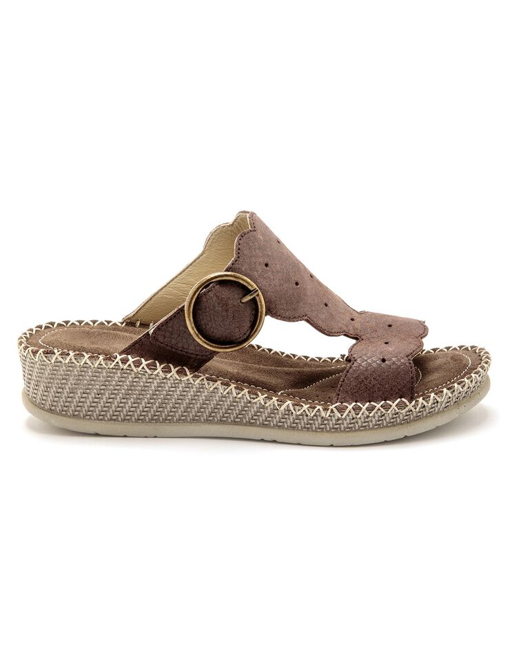 Mules cuir effet reptile grande largeur - marron (marron) Mules cuir effet reptile grande largeur - marron (marron)