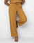 Pantalon large taille haute, gaze de coton (bronze)