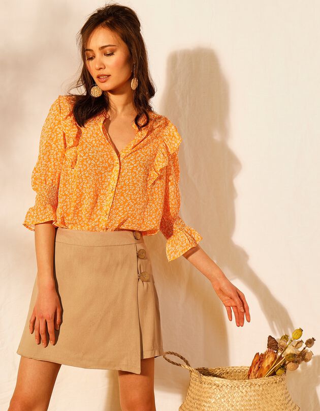 Short jupette viscose fluide boutonné (naturel) Short jupette viscose fluide boutonné (naturel)