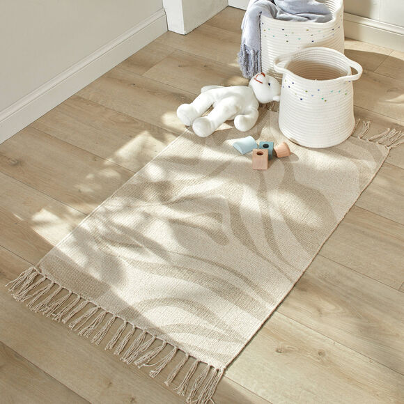 Tapis imprimé Evald pur coton (naturel)