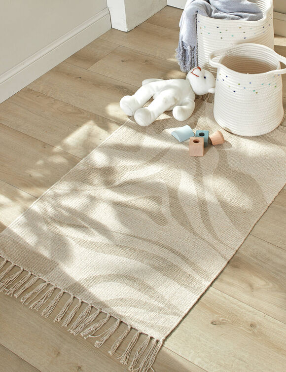 Tapis imprimé Evald pur coton (naturel)