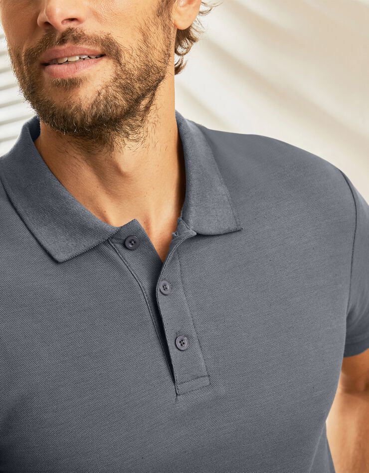 Polo uni maille piquée manches courtes (anthracite) Polo uni maille piquée manches courtes (anthracite)