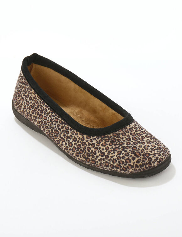 Chaussons ballerines imprimé léopard (marron)