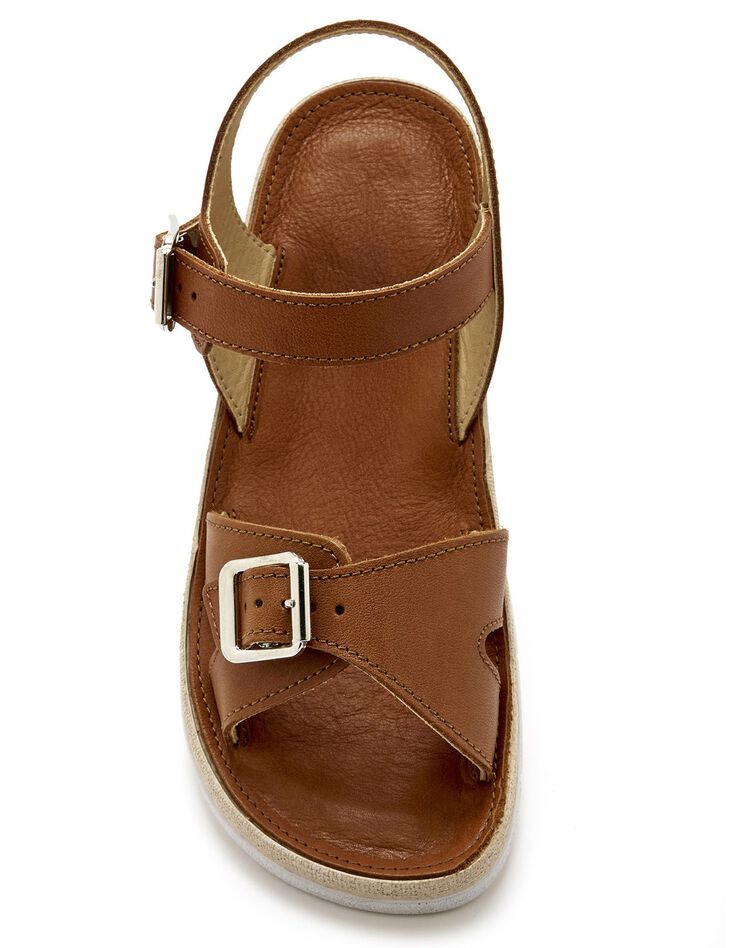 Sandales ouvertes double boucle - largeur confort (marron)