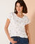 T-shirt col rond imprimé cerises dorées (blanc / doré)