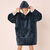 Plaid-sweat polaire à capuche doublé sherpa (bleu grisé)