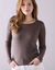 Pull col rond maille côtelée (taupe)