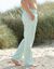 Pantalon toile ceinture élastiquée (vert d'eau)