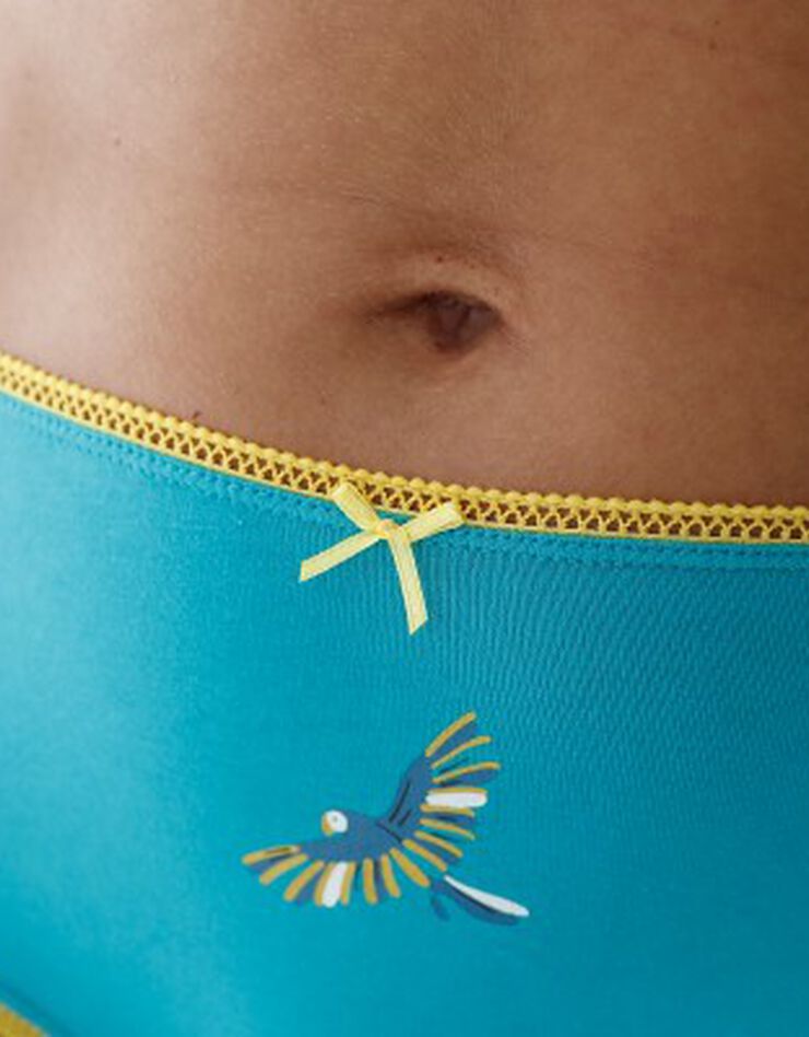 Culotte coton forme maxi imprimé "Ara"assortis – Lot de 4 (émeraude / jaune) Culotte coton forme maxi imprimé "Ara"assortis – Lot de 4 (émeraude / jaune)