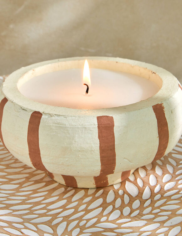 Bougie parfum&eacute;e bicolore (blanc/orange)