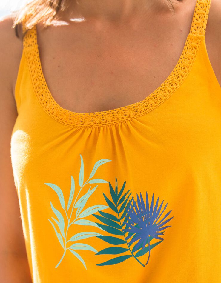Top de pyjama en coton et macramé - uni tropical (safran) Top de pyjama en coton et macramé - uni tropical (safran)