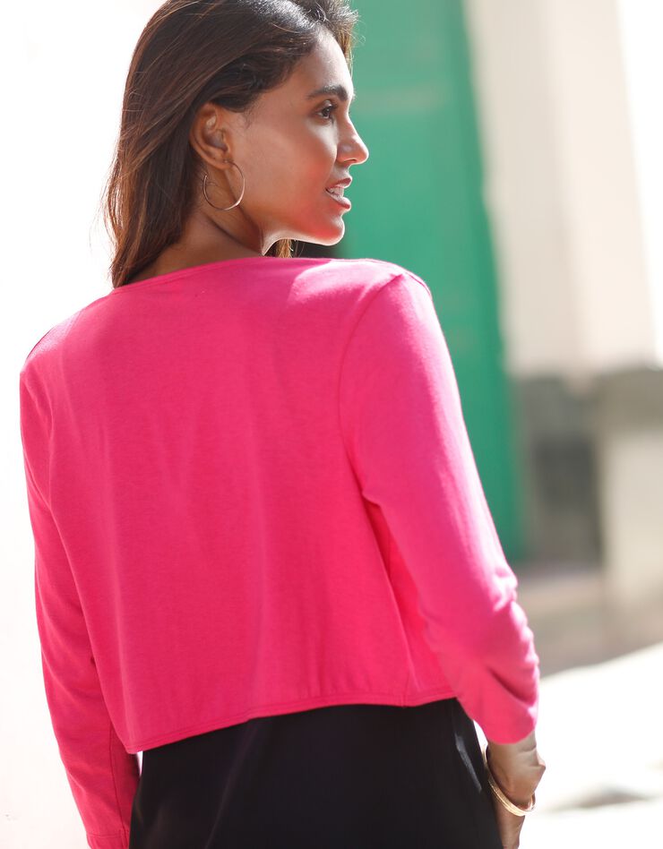 Boléro manches 3/4 uni (fuchsia) Boléro manches 3/4 uni (fuchsia)