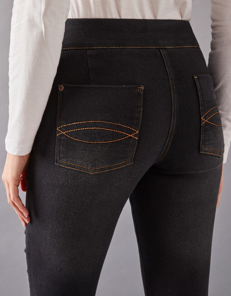Jean bootcut ultra confort, maille effet denim, petite stature (black)