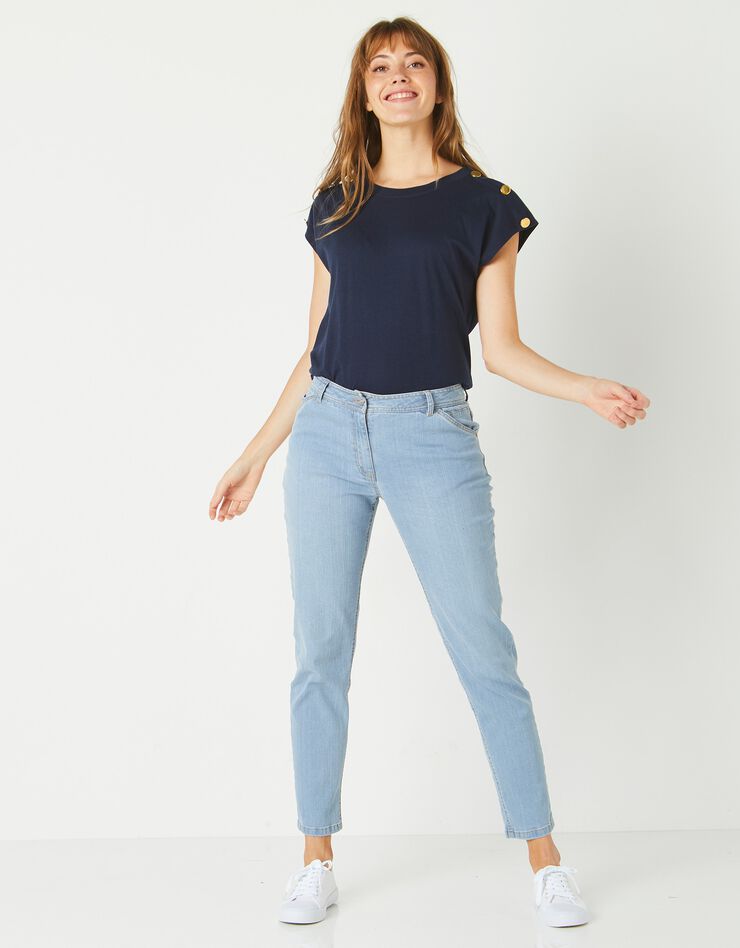 Pantalon mom, denim stretch (bleached) Pantalon mom, denim stretch (bleached)