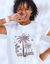 T-shirt manches courtes imprimé palmiers (écru / chocolat)