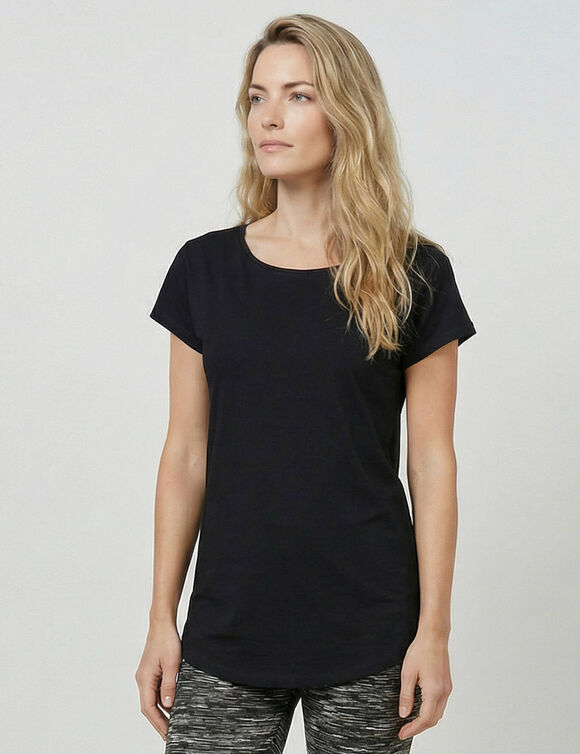 T-shirt col rond, manches courtes (noir)