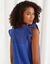 Chemise de nuit longue manches courtes broderie anglaise (bleu)