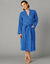 Peignoir mixte adulte col kimono éponge bouclette  (bleu dur)