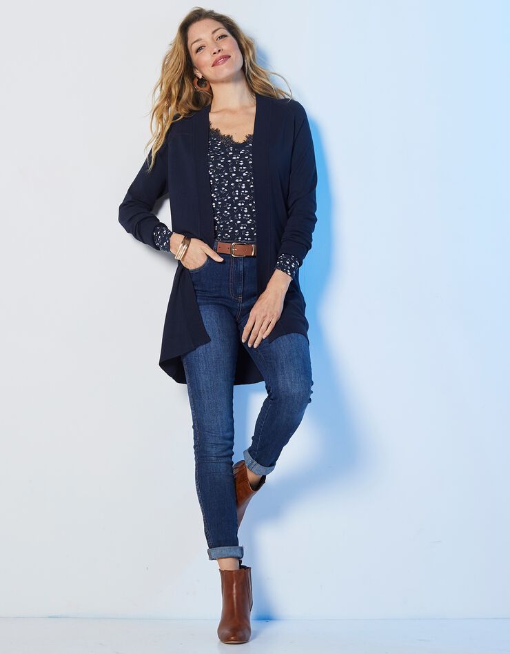 Gilet long porter ouvert (marine) Gilet long porter ouvert (marine)