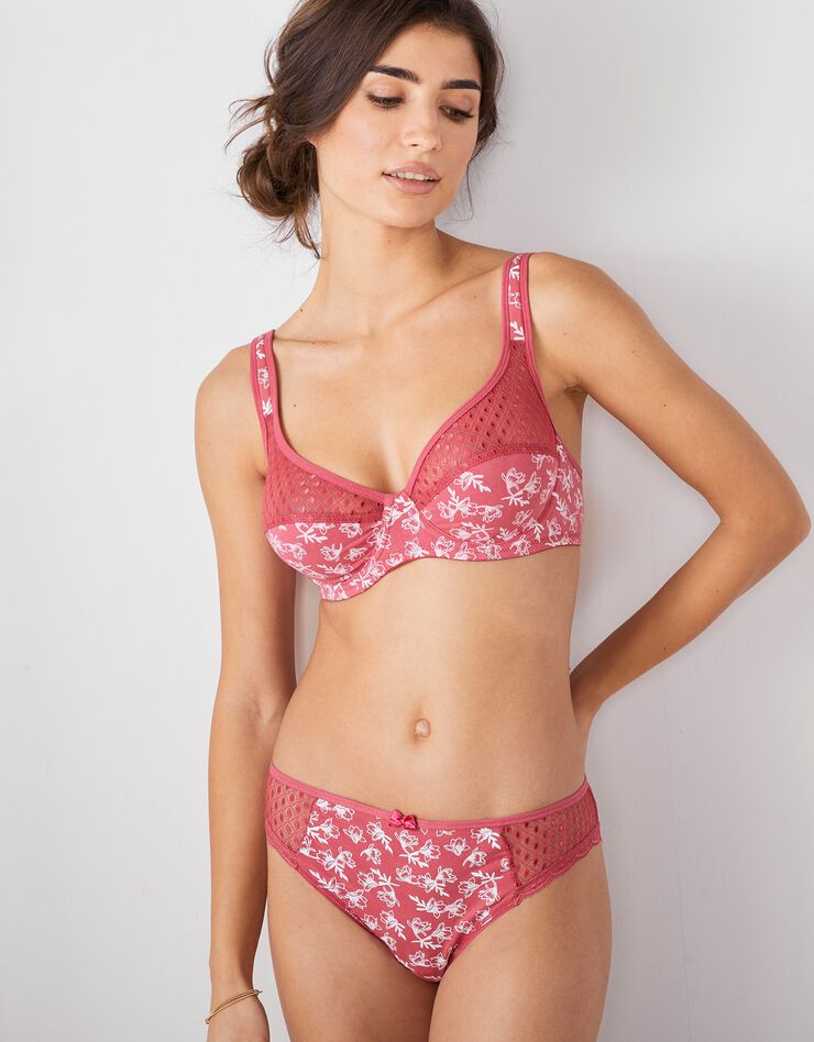 Culotte midi dentelle coton imprimé "papillons" Tropea - lot de 4 (cerise + vert d'eau) Culotte midi dentelle coton imprimé "papillons" Tropea - lot de 4 (cerise + vert d'eau)