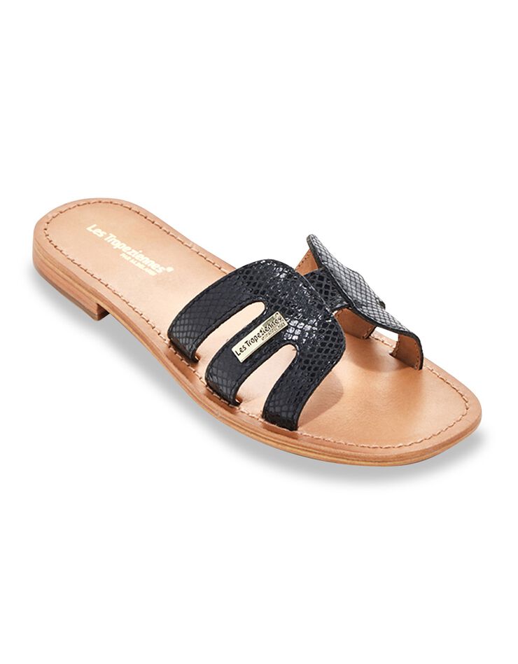 Mules plates en cuir Hadamia, pieds larges (noir) Mules plates en cuir Hadamia, pieds larges (noir)