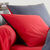 Linge de lit Ecorce viscose coton - coloris gris/rouge (gris / rouge)