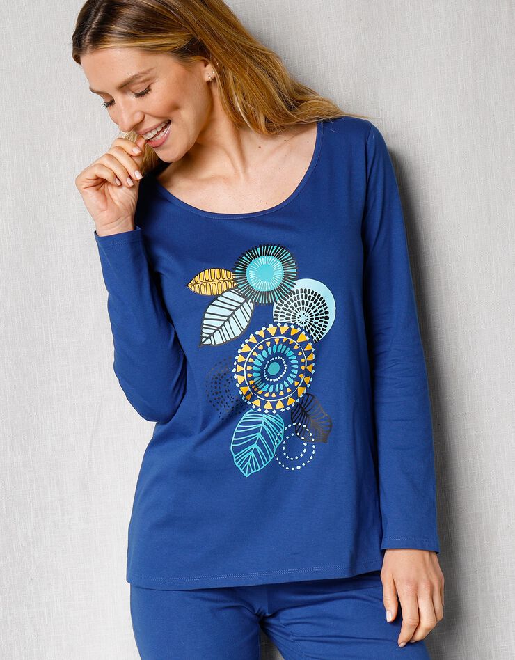 Pyjama manches longues motif "rosaces" (bleu dur) Pyjama manches longues motif "rosaces" (bleu dur)