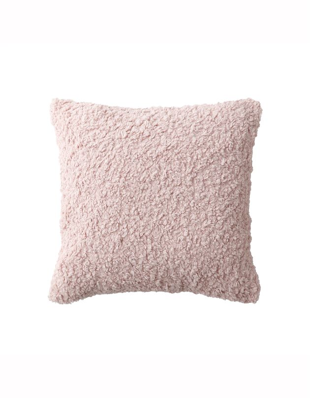 Coussin carré ou rectangulaire - bouclette sherpa moutonnée (vieux rose)