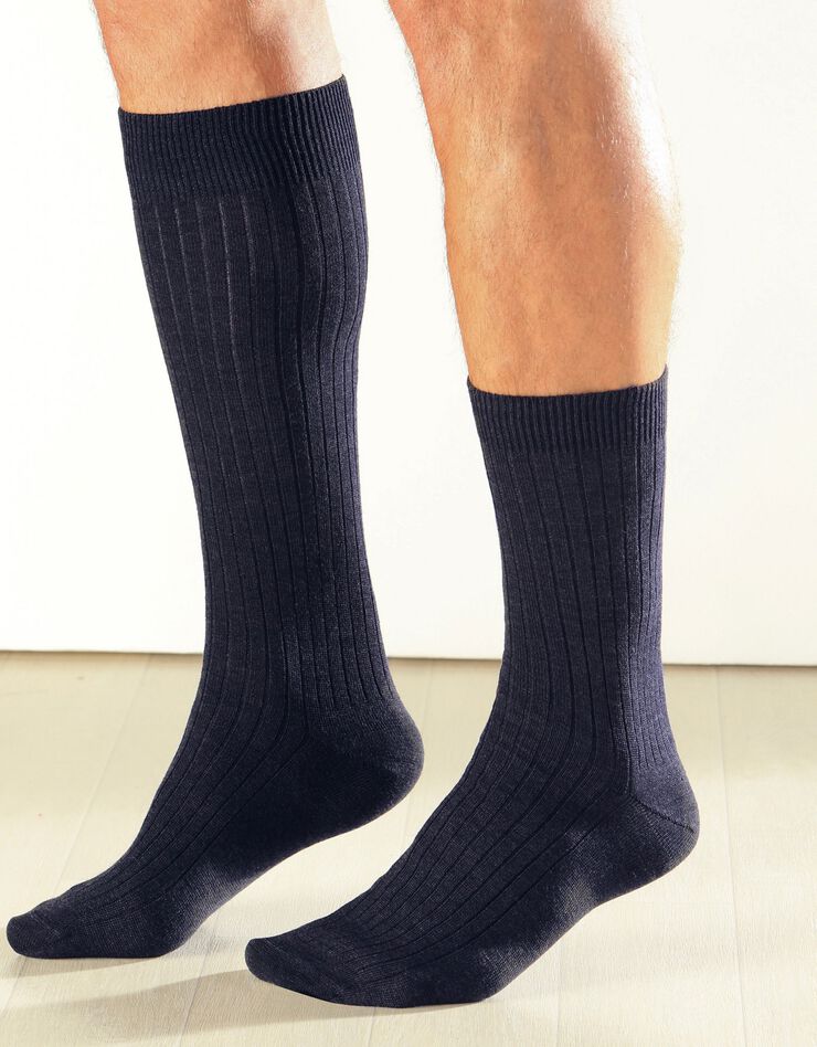 Mi-chaussettes Thermoperle® 90% laine - lot de 2 paires (marine)