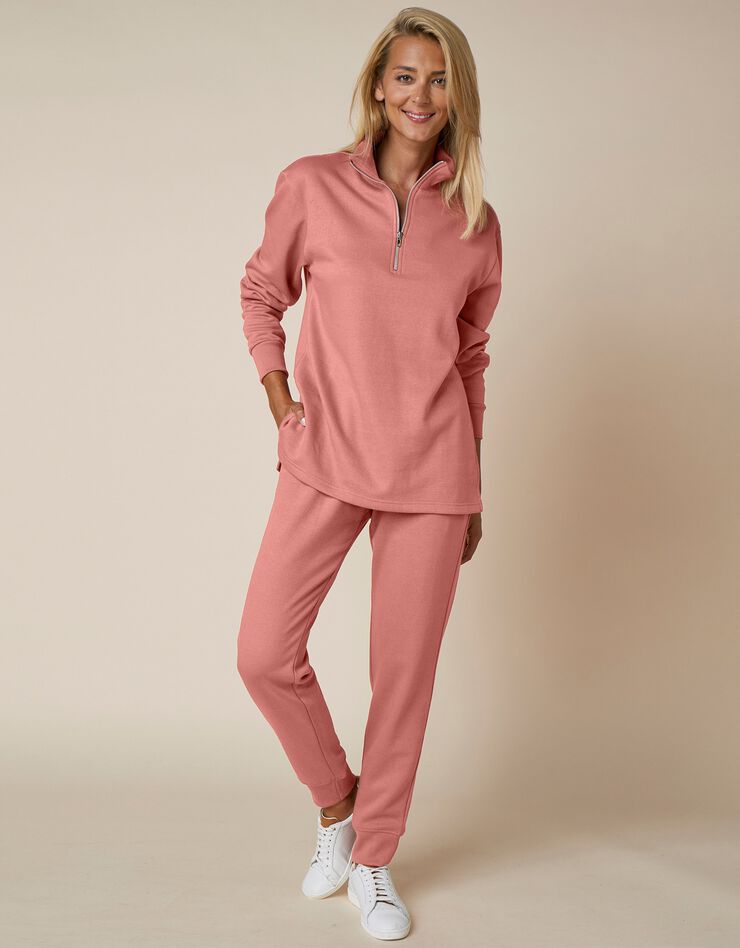 Sweat en molleton col montant zippé (bois de rose) Sweat en molleton col montant zippé (bois de rose)