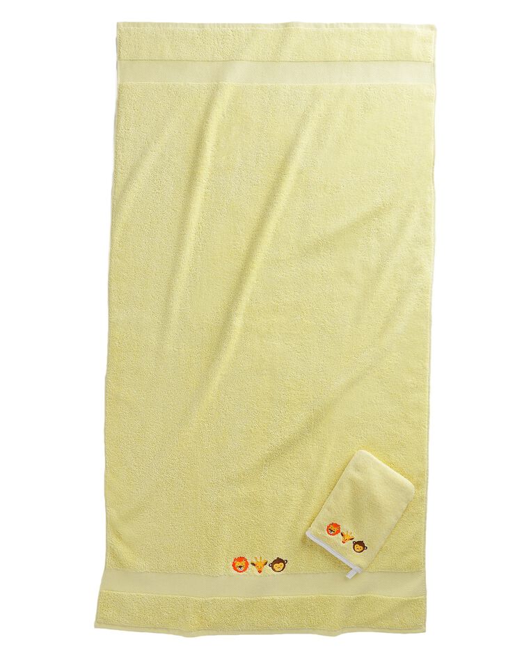 Éponge enfant coton broderies animaux - 380g/m2 (anis) Éponge enfant coton broderies animaux - 380g/m2 (anis)