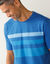 Pyjama short coton rayures placées col rond (bleu / gris)