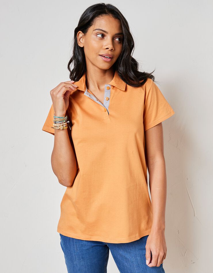 Polo manches courtes bicolore (safran / gris) Polo manches courtes bicolore (safran / gris)