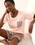 Pyjama short imprimé zèbre (rose / taupe)