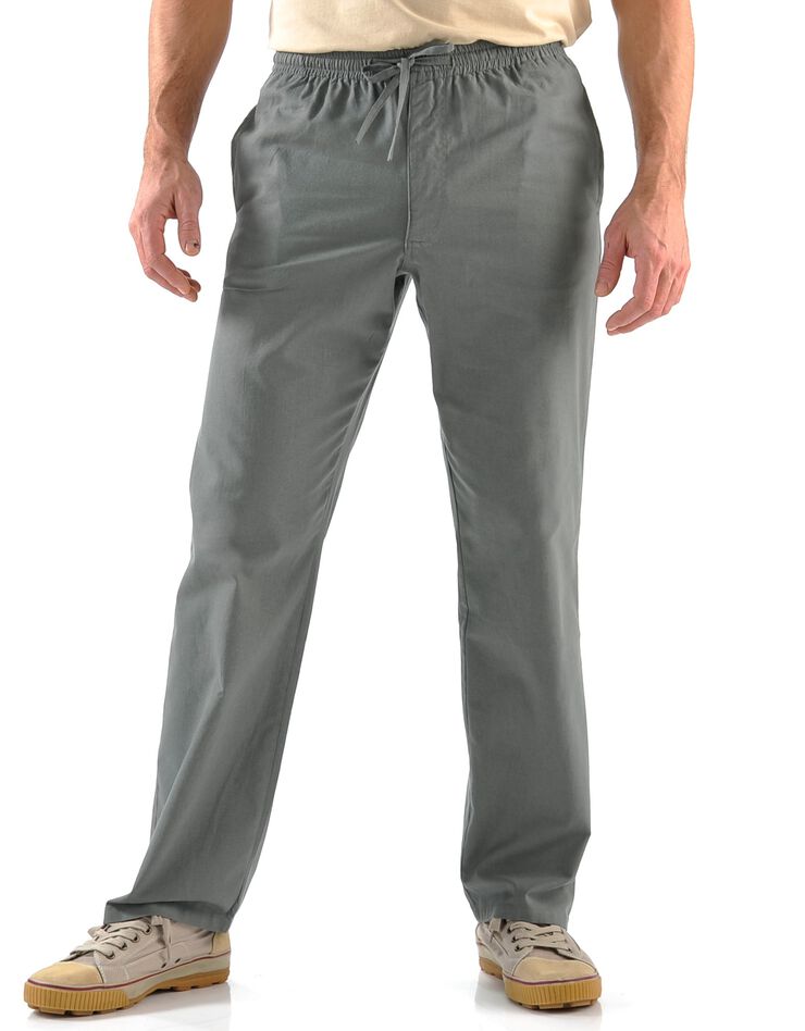 Pantalon toile taille élastiquée (gris)