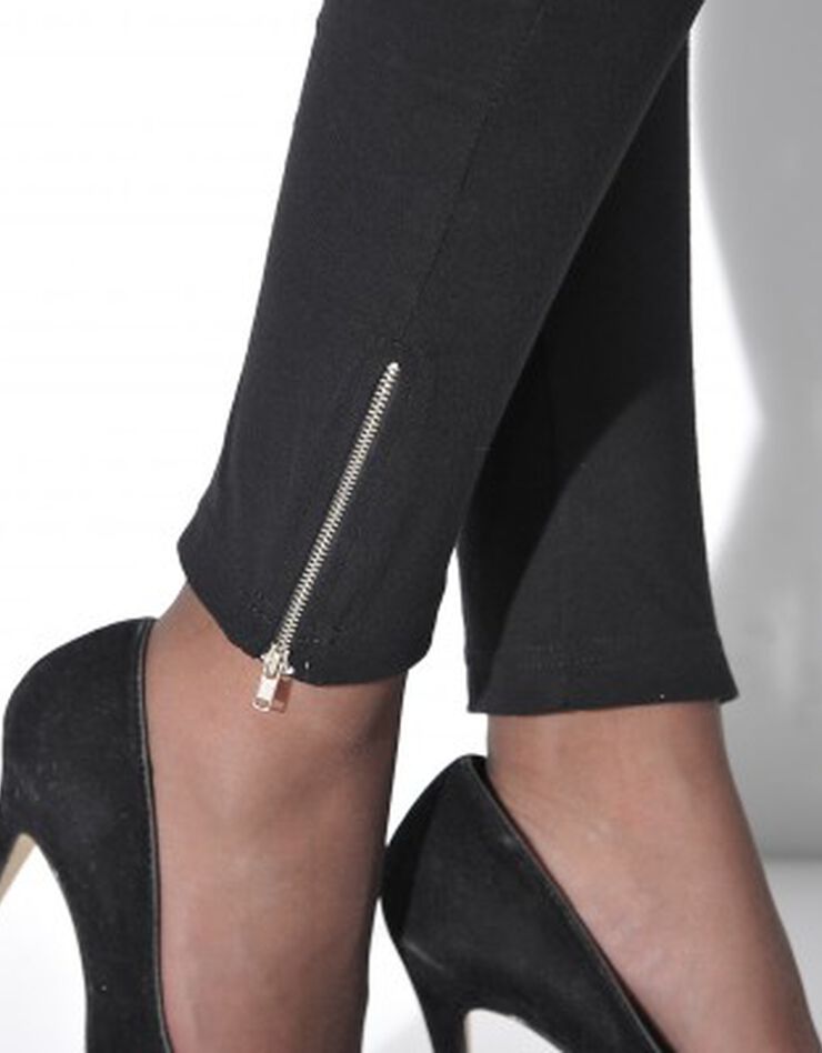 Legging bas de jambe zippé taille élastiquée (noir)