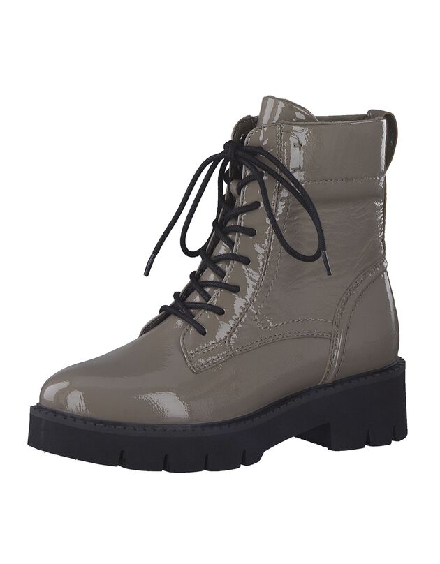 Bottines montantes lacets dessus cuir - largeur confort (taupe)